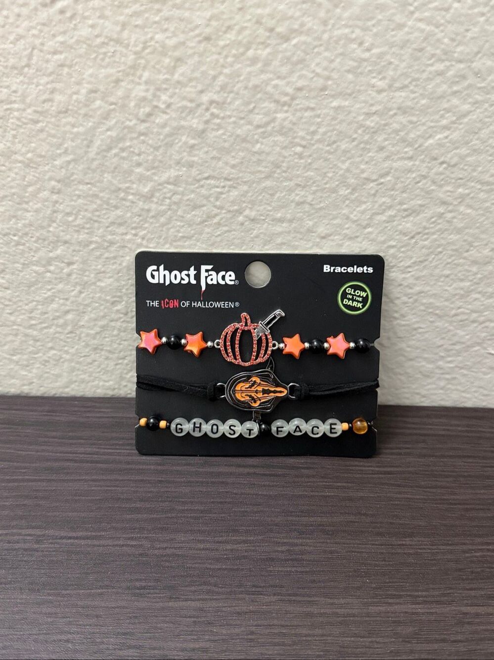 Ghost Face Glow-In-The-Dark Bracelet Set